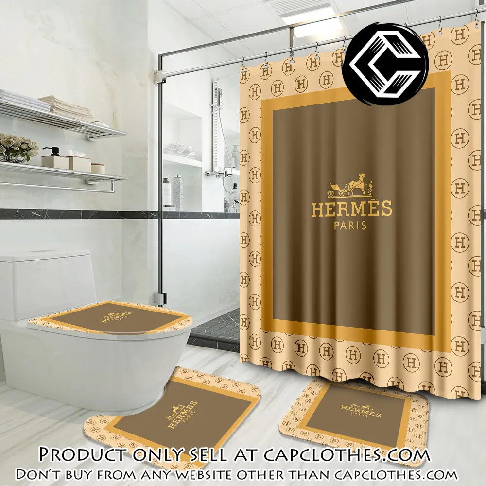 Hermes luxury brand preium bathroom set with shower curtain cc4223303